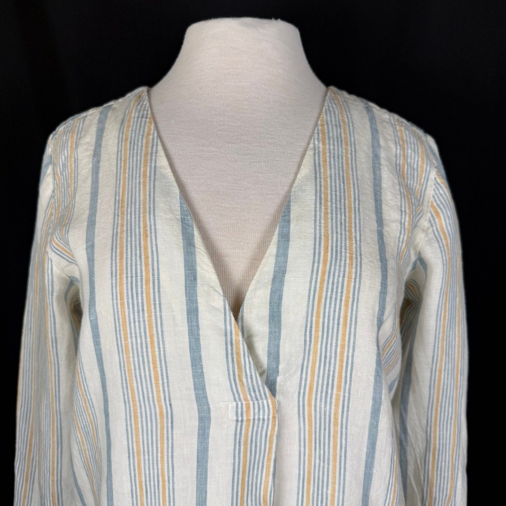 Faherty Beach Days 100% Linen Luciano Stripe Coastal Tunic Dress Sz S - Picture 2 of 14
